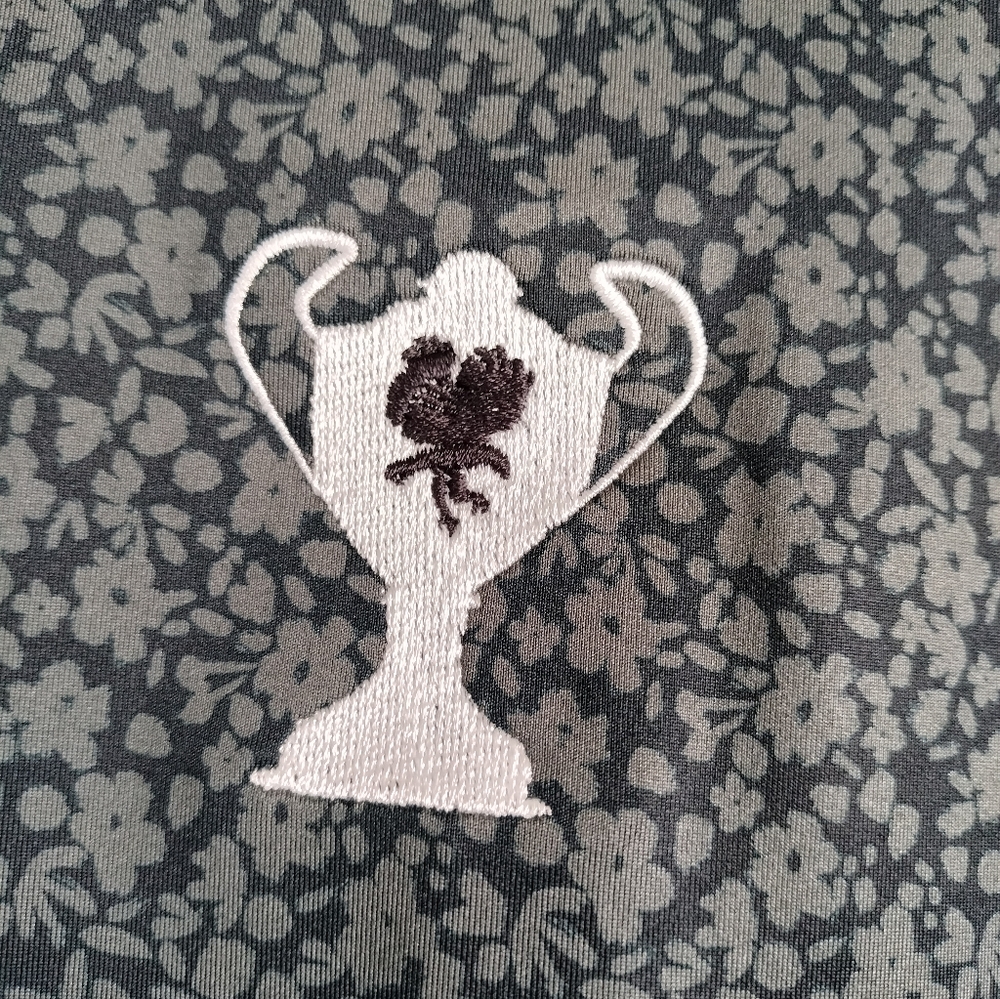 FootJoy FJ Men's Large Gray Floral Lisle Golf Polo Shirt Performance Trophy Logo - Picture 9 of 10